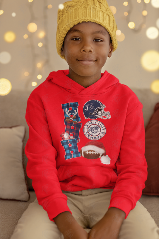 Jackson State Tigers YOUTH Christmas Ho Ho Ho Pullover Hoodie