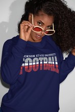Load image into Gallery viewer, Jackson State University Tigers Tri Color Stacked Football Sweatshirt (Gray White and Red)
