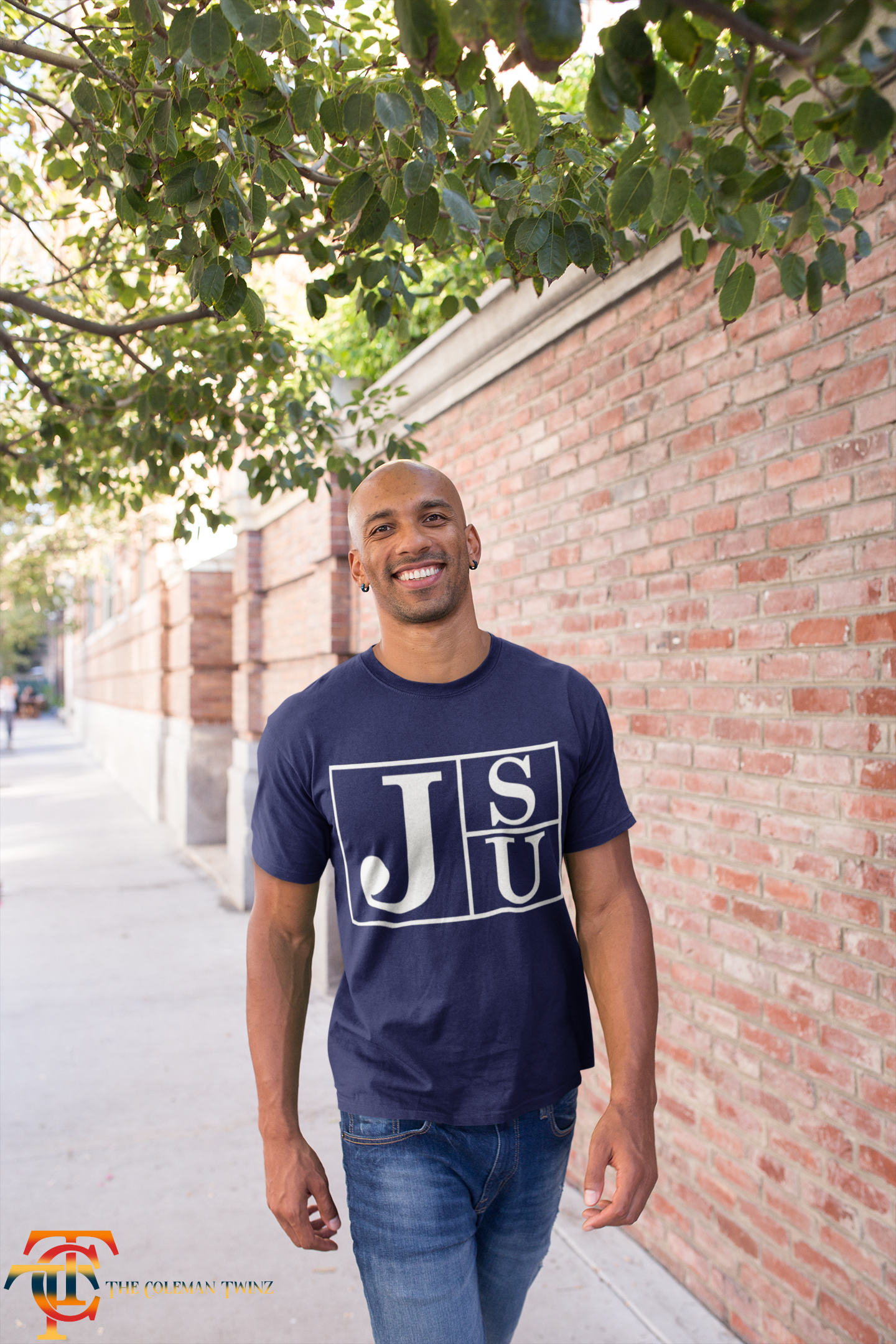 Jackson State University Tigers short-sleeve T-shirt, navy with white block logo