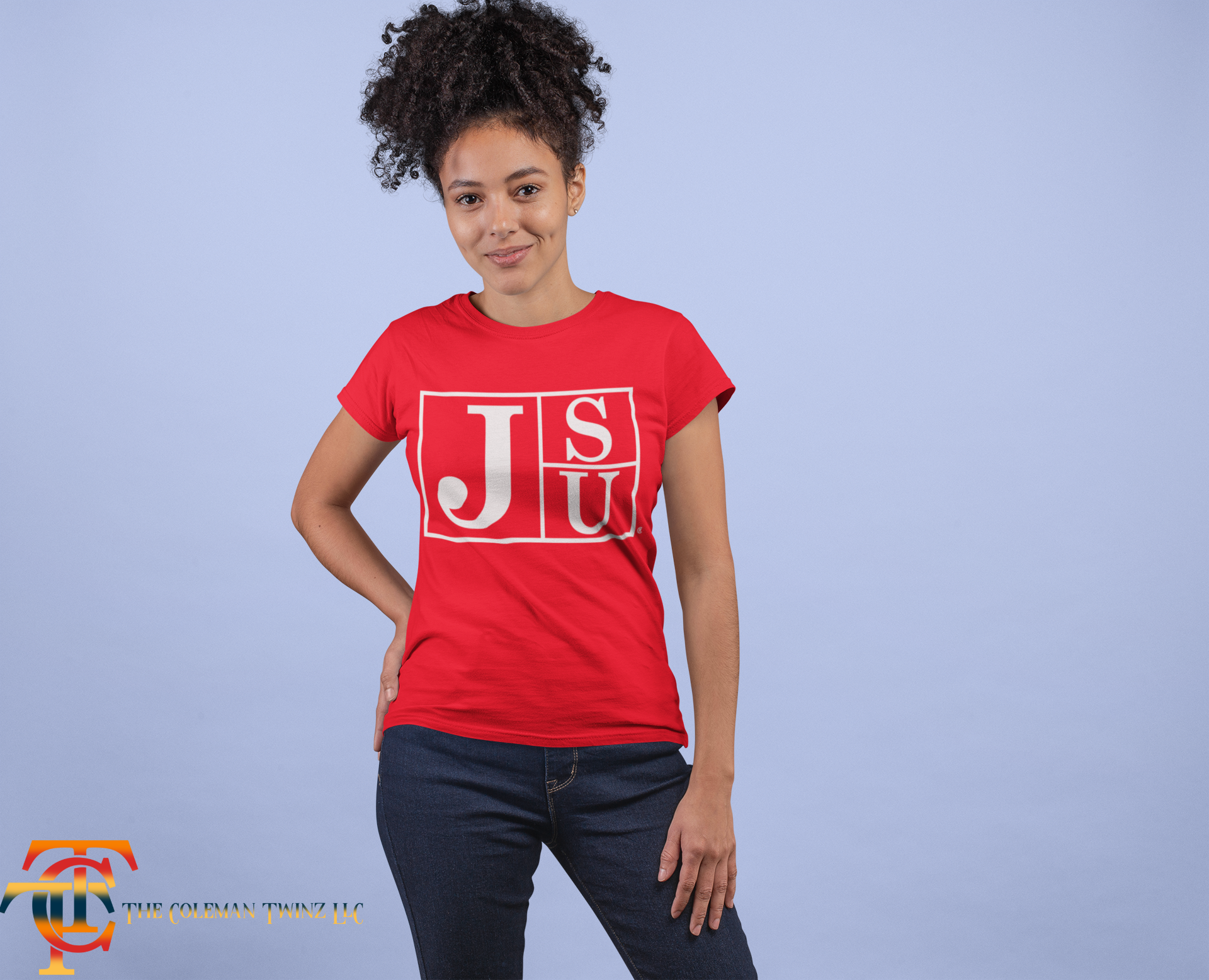 Jackson State University Tigers short-sleeve T-shirt, red with white block logo