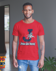 Red short-sleeve crew neck T-shirt with leaping tiger and university text front graphic