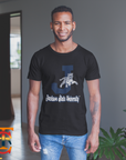 Black short-sleeve crew neck T-shirt with leaping tiger and university text graphic