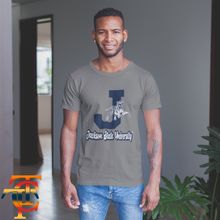 Load image into Gallery viewer, Jackson State University Tigers Blue J Leaping Tiger Short Sleeve T-Shirt
