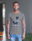 Gray short-sleeve crew neck T-shirt with leaping tiger and university text front graphic