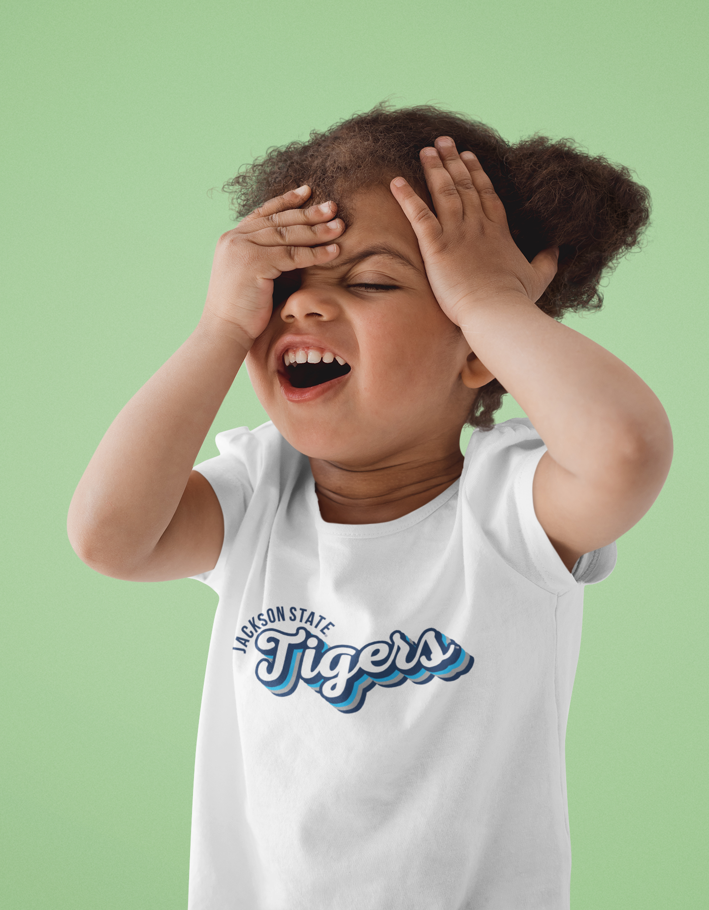 White youth t-shirt with short sleeves and Tigers logo front graphic.