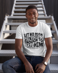 White crewneck graphic T-shirt with bold quote front print