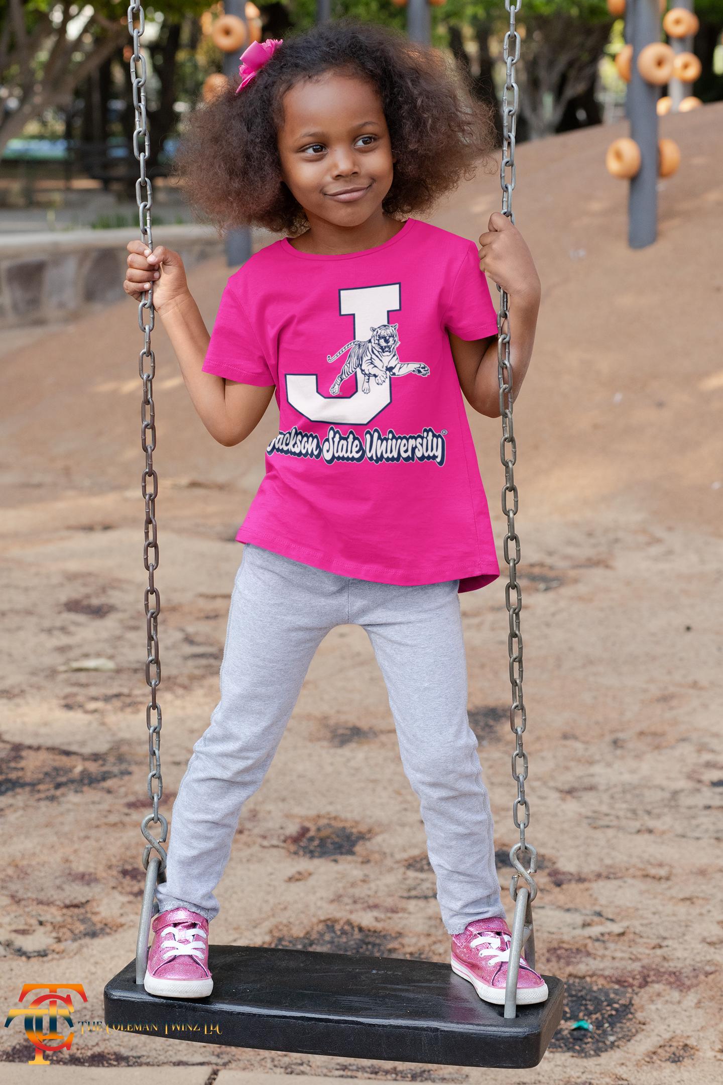 Toddler crewneck T-shirt in red with leaping tiger graphic and logo