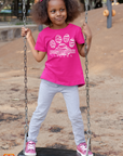 Pink toddler short-sleeve T-shirt with Tigers paw logo graphic on front