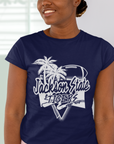 Navy blue youth crewneck T-shirt with chest Tigers logo graphic