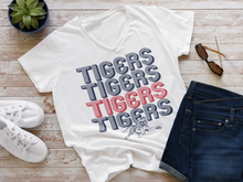 Load image into Gallery viewer, Jackson State Univerity Tigers Retro Striped Short Sleeve V-Neck T-Shirt
